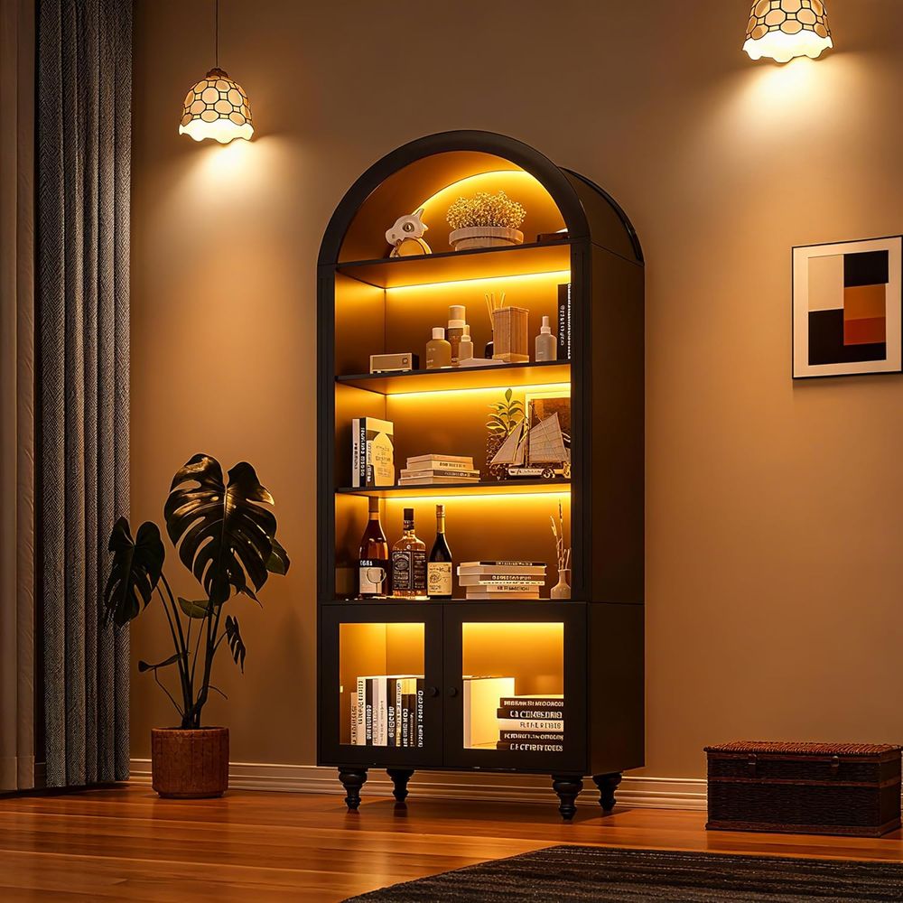 Storage & Organization - Vitrina de exhibición arqueada de madera