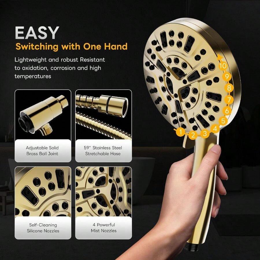 Cabezal de ducha manual de alt - High Pressure Shower Head Handheld reseña y precio