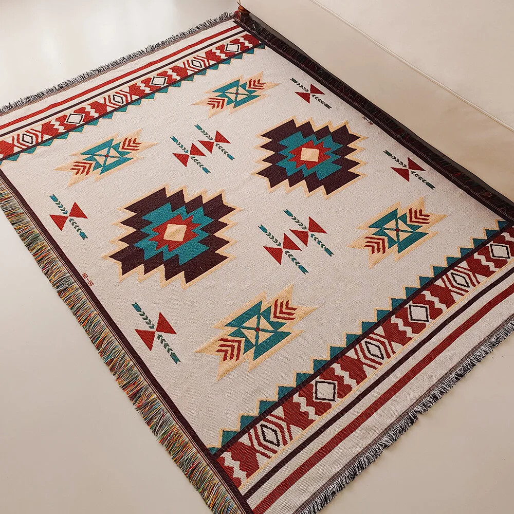 Manta azteca bohemia de gran t - Boho Throw Blanket Fringe reseña y precio