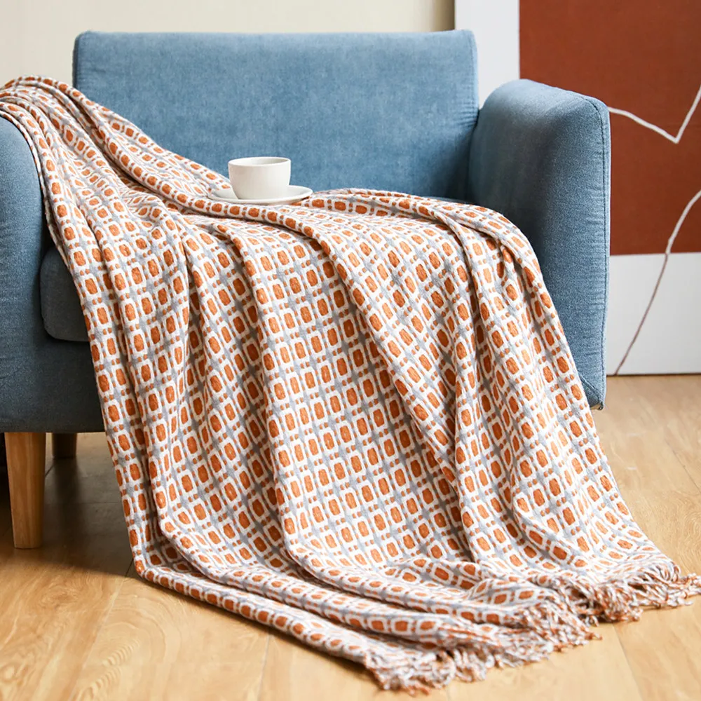 Manta tejida con diseño geomét - Boho Throw Blanket Fringe reseña y precio