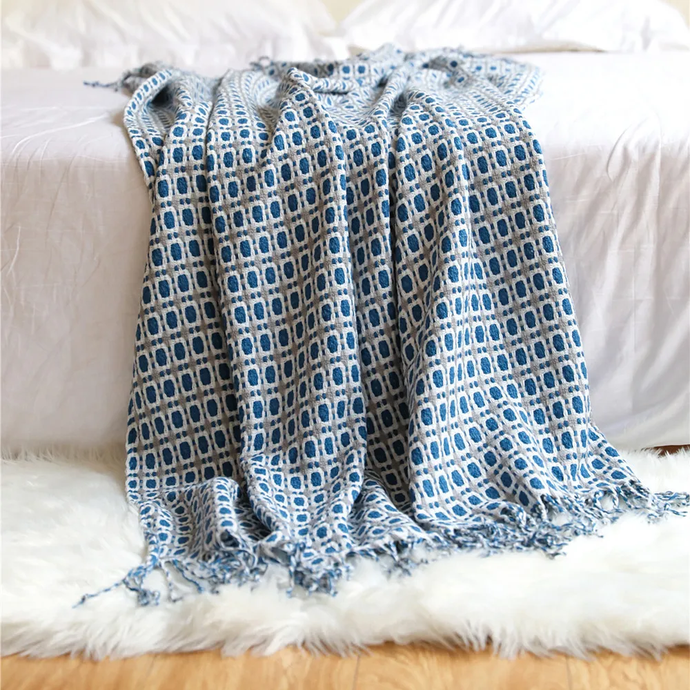 Manta tejida con diseño geomét - Boho Throw Blanket Fringe reseña y precio