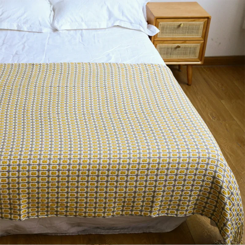 Manta tejida con diseño geomét - Boho Throw Blanket Fringe reseña y precio