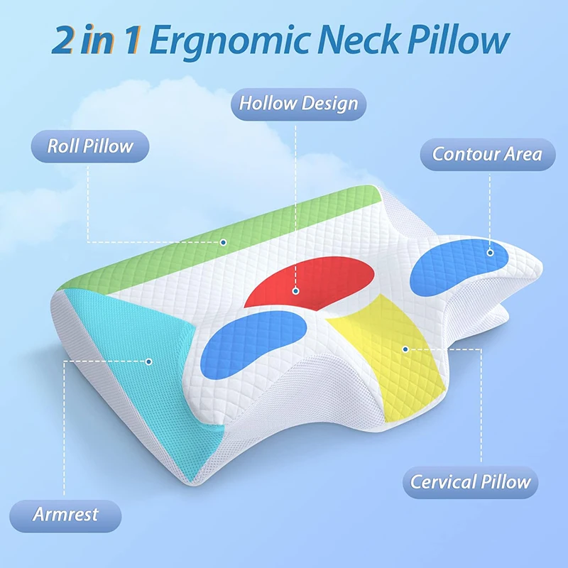 1 unidad de almohada cervical  - Memory Foam Orthopedic Pillow Neck Pain reseña y precio