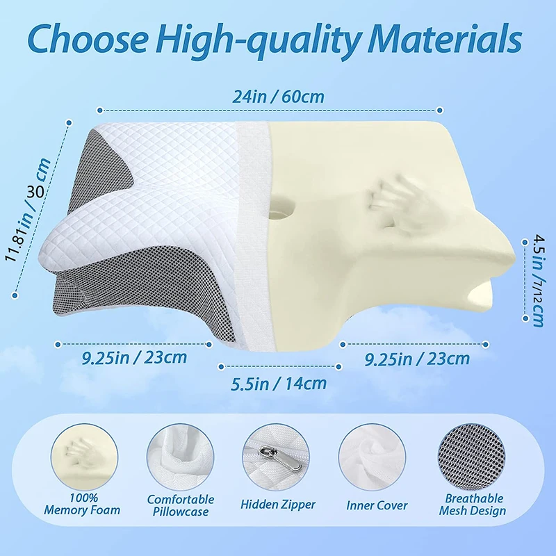1 unidad de almohada cervical  - Memory Foam Orthopedic Pillow Neck Pain reseña y precio