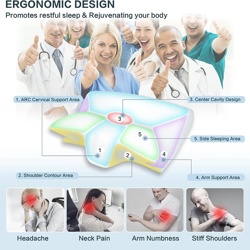 1 unidad de almohada cervical  - Memory Foam Orthopedic Pillow Neck Pain reseña y precio